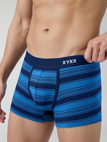 Image of XYXX Men's Streax Super Combed Cotton Regular Fit Striped Trunks with No Marks Waistband