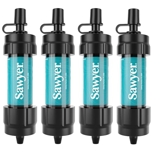 Sawyer Products SP3404 ミニ水ろ過システム、フィルターとクリーニングプランジャーのみ、4個パック、ティール