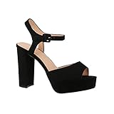  Elara Damen Pumps Peep-Toe Sandalette Chunkyrayan AT0983 Black-39