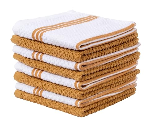 Absorbent Dish Cloths for Washing Dishes, 12"x12", 8-Pack (Brown)