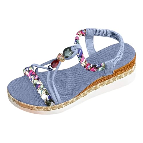 Sandales de plage tressées haut de gamme avec perles et strass brillants