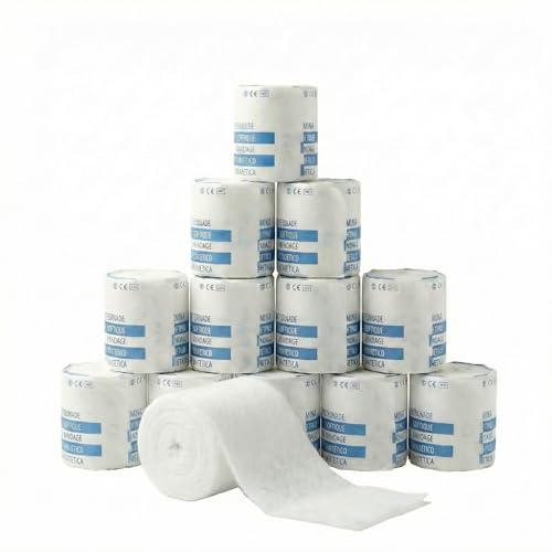 Kmina Venda De Acolchado Sintético 12 Unidades 5 Cm X 2,7 M, Protección Bajo Escayola Y Férulas, Blanca