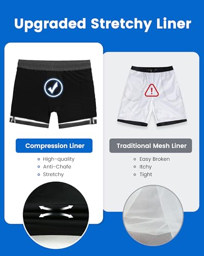 Image of maamgic 5inch Mens Swimming Trunks with Compression Liner 2-in-1 Swim Trunks Stretch Quick Dry Swim Shorts Zipper Pockets