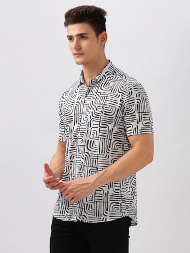 Image of BULLMER Trendy Regular Fit Printed Causal Half Sleeve Shirt for Men