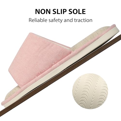 Anmerl House Slippers for Women & Men - Breathable Cotton Linen Slides with Non-Slip Sole, Indoor/Outdoor Washable Summer Shoes for Home, Travel, Spa 6