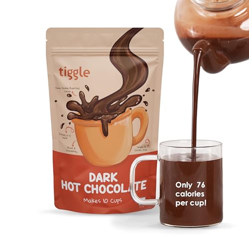 Tiggle Dark Hot Chocolate Powder Mix - 10 Cups Pack | Farm Fresh From Tamil Nadu | Thick & Chocolatey Drink | Enjoy Hot or Cold | Vegan & Gluten-Free | No Preservatives | Ready in 2 minutes