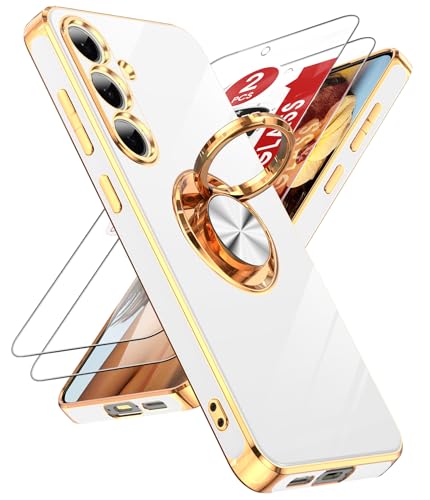 Coque S24 FE Or Rose et Blanc Coque Chic et Protectrice pour Samsung