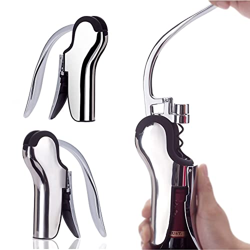 Kaycrown Stainless Steel Wine Bottle Opener, Vertical Lever Corkscrew With Built-In Foil Cutter Design, Manual Handheld Corkscrew With Ergonomic Lever Pump #TOP1