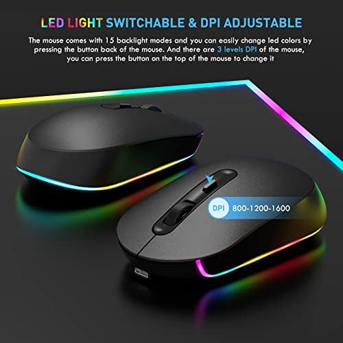 seenda Wireless Backlit Keyboard and Mouse Combo, 2.4G USB Rechargeable Keyboard and Mice Set with 7 Colors Backlight Ultra-Thin Silent UK Layout for PC, Computer, Laptop, Space Gray