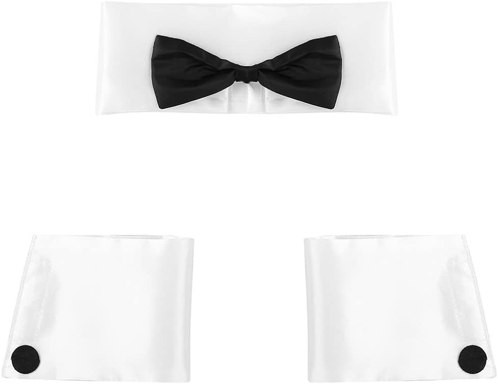 YiZYiF Men's 4 PCS Bow Tie Collar Boxer Briefs Tuxedo Costume Lingerie Sets Waiter Gentleman Outfits