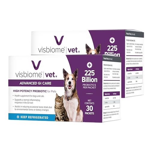 Visbiome® Vet Advanced GI Care Probiotic for Dogs & Cats – 225B CFU, 8-Strain Formula – Veterinarian Recommended, Clean Label Certified – 60 Packets