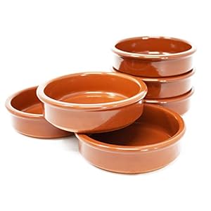 ToCi Tapas kommen ovenschaal bont | 175 ml Cazuela schaal | klei dessertkommen schaaltjes mediterraan Ø 11,5 cm | traditionele klei uit Spanje (set van 6 bruin)