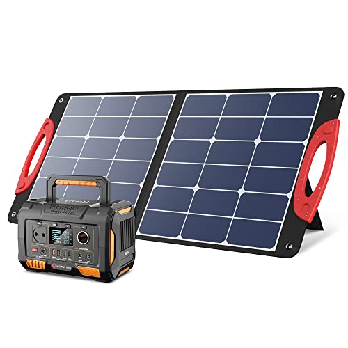 HOPWINN 300W Generateur Electrique Portable avec 100W Panneau Solaire, 288Wh Secours Lithium Batterie, 300W Onde Sinusoïdale Pure CA Sortie, Électrogène Solaire avec Sorties CC/USB/Type-C/Port Voiture