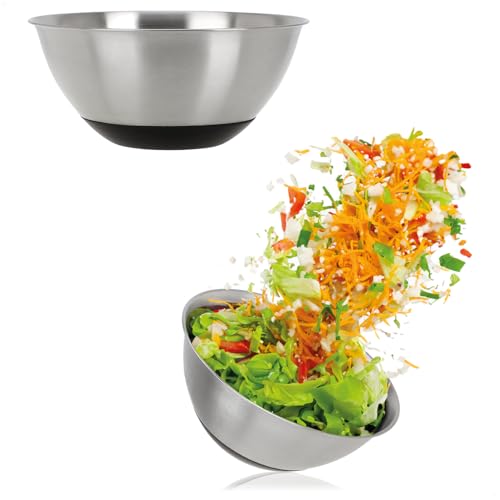 COM-FOUR Ensemble de bols en acier inoxydable 2 pièces - Bol à salade en 2 tailles - Bol mélangeur 750/1300 ml - Bol en acier inoxydable pour la cuisson et le service - Bol alimentaire (2 pièces - Ø