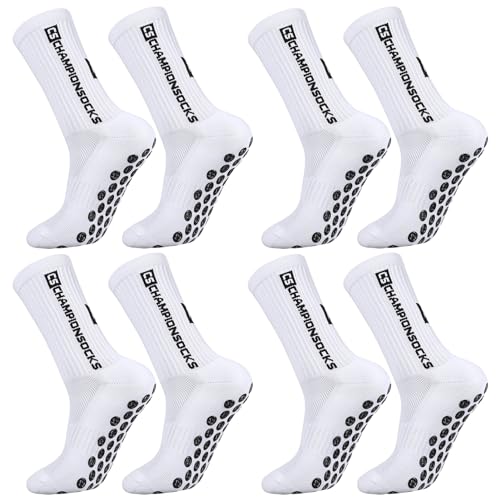 Apricitie 4 Paare Fußball Socken Männer, Fußballsocken Sportsocken Fussball Socken Anti Rutsch Grip Fußball Socken für Herren