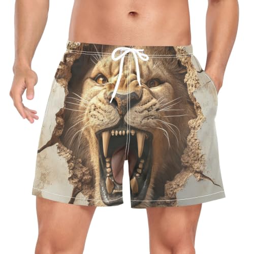 Bañador de secado rápido para hombre con diseño de león en 3D