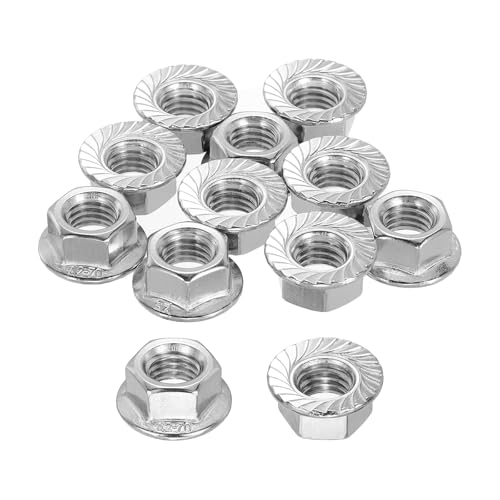 Kozelo 10 écrous hexagonaux bride dentée M10-1.25 fin, acier inox 304