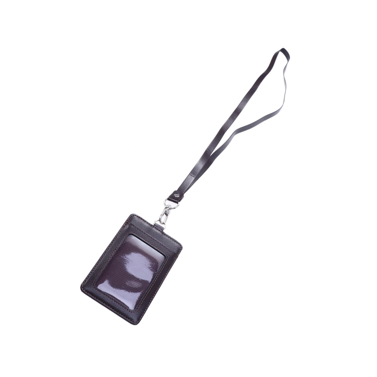 LALAFINA 3pezzi Porta Badge Verticale Pelle Con Laccetto e Clip Girevole Portacarte Id Pu Per Lavoro e Scuola