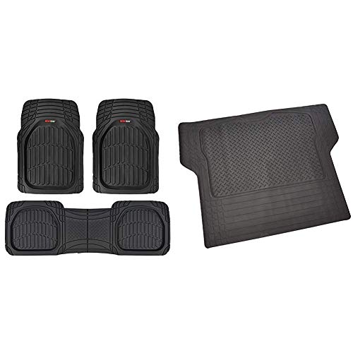 Motor-Trend-MT-923-BK-Black-FlexTough-Contour-Liners-Deep-Dish-Heavy-Duty-Rubber-Floor-Mats-for-Car-SUV-Truck-BDK-MT-785-BK-Black-Heavy-Duty-Cargo-Floor-Mat-All-Weather-Trunk-Protection Motor Trend MT-923-BK Black FlexTough Contour Liners-Deep Dish Heavy Duty Rubber Floor Mats for Car SUV Truck + BDK MT-785-BK Black Heavy Duty Cargo Floor Mat-All Weather Trunk Protection - Image 1