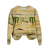 Disfraz de Halloween para mujer, a la moda, casual, con letras impresas, cuello redondo, manga larga, sudadera de buen ambiente para mujer, amarillo, M