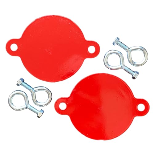 Image of FDC Breakable Aluminum Caps 2-1 /2 inch - Metal Fire Department Connection Cap Set - Red Safety Covers for FDC Inlets on Building Exterior - 1 Set (2 Caps)