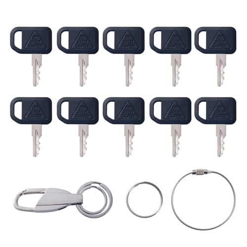10PCS AM131841 Ignition Keys with Keychain Compatible with John Deere Gator 300 400 Series GT GX LX 130 160 165 622 600 Bobcat Gehl