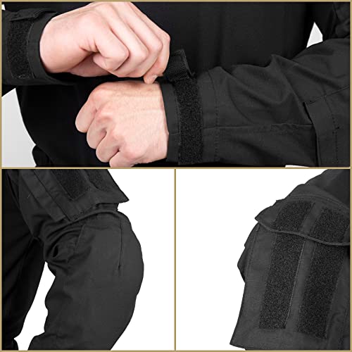 Votagoo Tactical G3 Combat Shirt For Men Airsoft Military Multicam Uniform Army Long Sleeve Clothing With Elbow Pads Black #TOP3