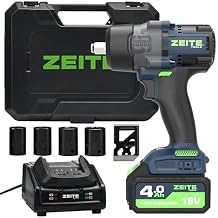 Zeite 18V Cordless Impact Wrench Kit,High Torque 1/2" Brushless Impact Gun,Max Torque 885 Ft-lbs1200Nm,4 Torque Mode,Variable Speed,4 x Sockets,1 x 4.0Ah Battery,Carry Case,Ideal for Car Truck Home