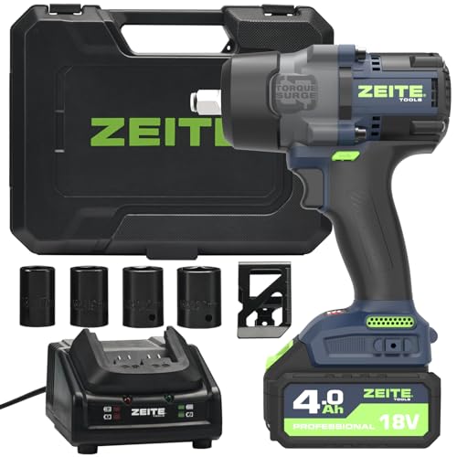 Zeite 18V Cordless Impact Wrench Kit,High Torque 1/2" Brushless Impact