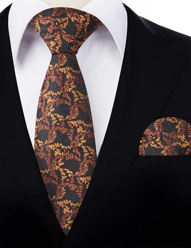 Image of Alizeal Mens 3.15'' Light Color Rustic Tie Handkerchief | with Flower Printed Handkerchief for Wedding Business Daily Wear