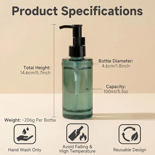 Botellas de vidrio recargables de 100 ml para organizar tus artículos de tocador 3