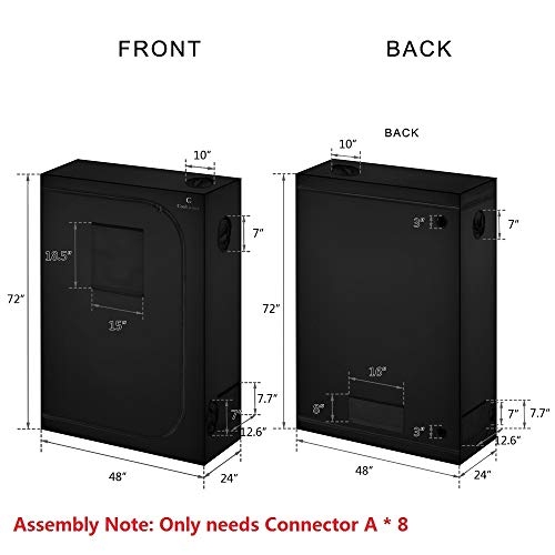 Coolgrows Grow Tent, 4X2 Feet Mylar Grow Tent With Obeservation Window And Floor Tray For Indoor Plant Growing (48" X 24" X 72") #TOP6