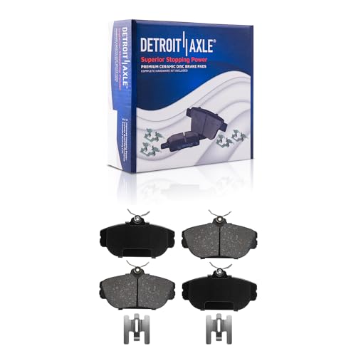 Image of Detroit Axle - Front Brake Kit for 1994-2000 Ford Taurus Mercury Sable, 1995-1998 Windstar, 1993-1994 Lincoln Continental, Drilled Disc Brake Rotors Ceramic Brakes Pads Replacement: 10.87 inch inch Rotors