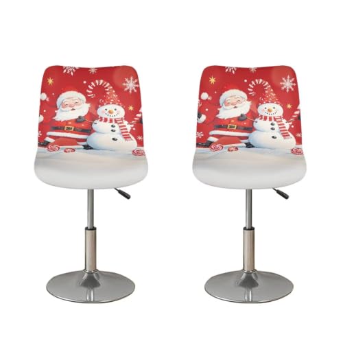 Image of Santa Claus and Snowman 4Pcs Seats Covers for Stools Bar Stool Seat Cover Slipcovers Elastic Washable Chair Cover for Kitchen Island Stools