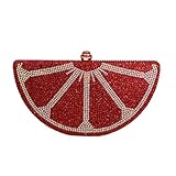 PENGZHI Women Rhinestone Clutch Purse Watermelon Shape Handbag Cute Fruit Crossbody Bag Crystal Wedding Party Purse, Red