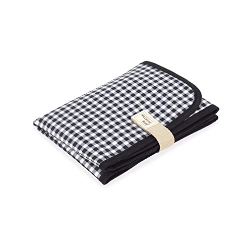 Walking Mum. Cambiador de Bebé I Love Vichy. Diseño portátil y plegable. Fácil de guardar en el bolso maternal. Color Negro. Medidas 18X27X4 cm.