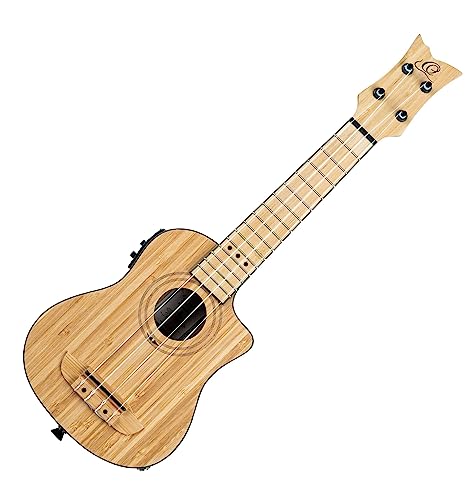 Ortega Guitars Sopran Ukulele Elektro-Akustisch – Bamboo Series – Inklusive Gigbag – Bambus, Natur (RUNAB-SO)