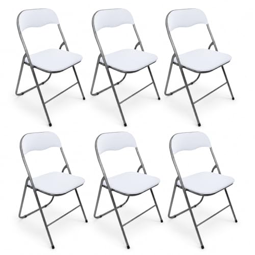 eacommerce Set 6 Sedie Pieghevoli Imbottite Salvaspazio in Acciaio Apri