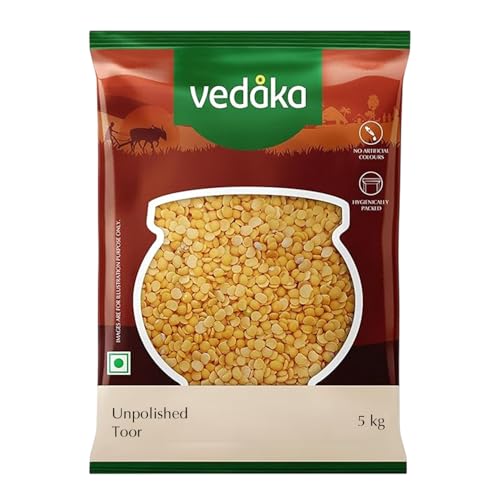 Amazon Brand - Vedaka Unpolished Toor Dal 5Kg | Arhar Dal | Rich Source Of Protein | Cholesterol Free & No Added Additives