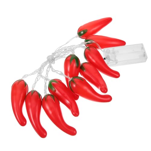 ledmomo Cadena de luces de chile cálida con 10 luces LED de 5.5 pies, luces decorativas para patio, valla, terraza, balcón, camping