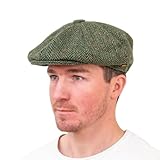 Hatman of Ireland Herren Donegal Tweed 8 Stück Mütze Irischer Newsboy Hut, Made in Irland, Grün, L
