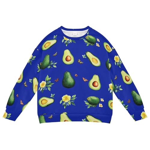 JUNZAN Funny Avocado Fruit Royal Blue Little Boys Hoodie Sweatshirt Fleece Sweatshirt With Hoodie Party 4T