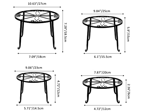 Brightdeco 4 Pack Metal Plant Stands Outdoor Indoor For Patio Round Potted Holder For Large Plants Multiple Flower Planter, Black #TOP1