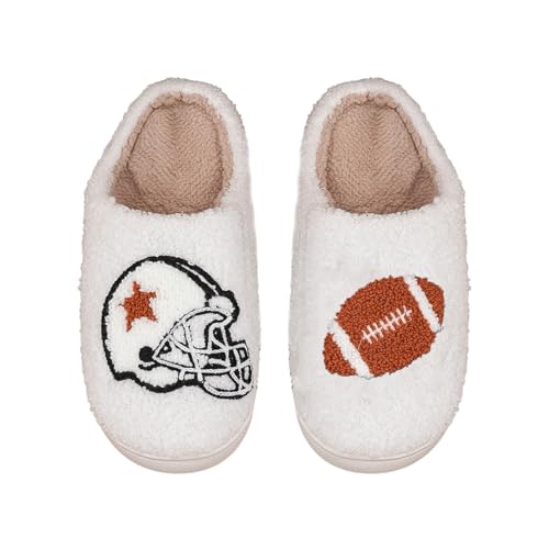 Football Slippers for Women Cute Ball Sports House Shoes Fluffy Plush Cozy House Slippers Soft Warm Home Shoes