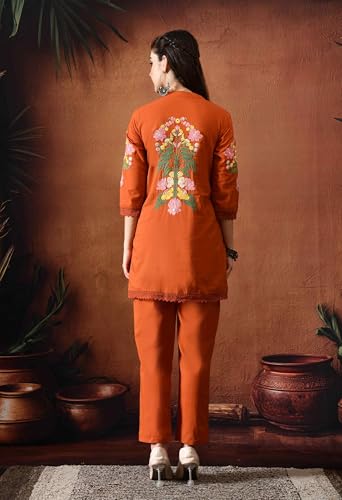Image of Truvon Fashions Stylish Women's Co-Ord Kurta with Pant Set Cotton Floral Kurti for Women