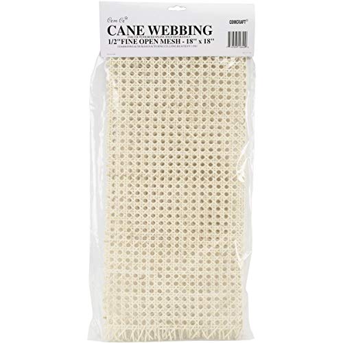 Commonwealth Basket Cane Webbing 1/2-Inch Fine Open Mesh 18-Inch by 18-Inch, Natural