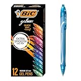 BIC Gel-ocity Quick Dry Retractable Gel Pen, Medium Point (0.7mm), Assorted Colors, 12-Count