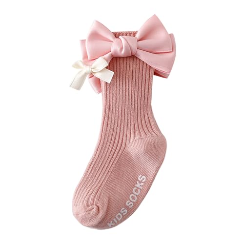 Toddler Socks, Child Dress Socks for Autumn Spring Stretchy Ribbon Bows Lace Up KneeHigh Sock NonSlip Stretchy Sock