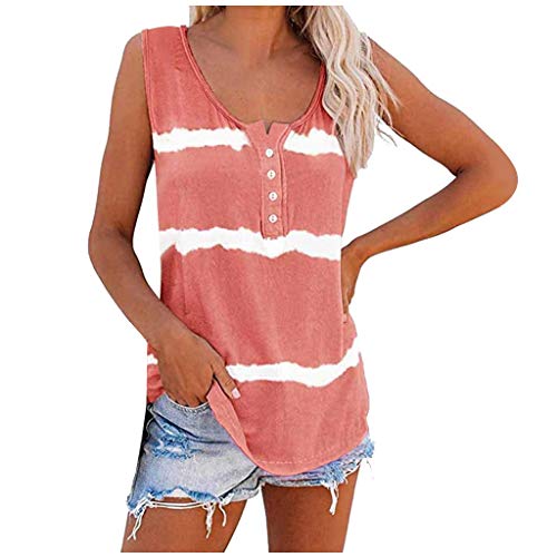 Tie Dye-Tank Top Damen Baumwolle Locker - Party Top Damen Club Tops Elegant Blusentop Gestreift Festlich Tunika Boho Style Longbluse Button Down Pullover Basic Tshirt Lässig Blusenshirt