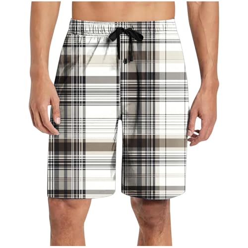 Mens Pajama Shorts with Pockets - Plaid Sleepwear for Men Pajama Shorts Elastic Waist Drawstring Pjs Bottoms Soft Comfy Loungewear